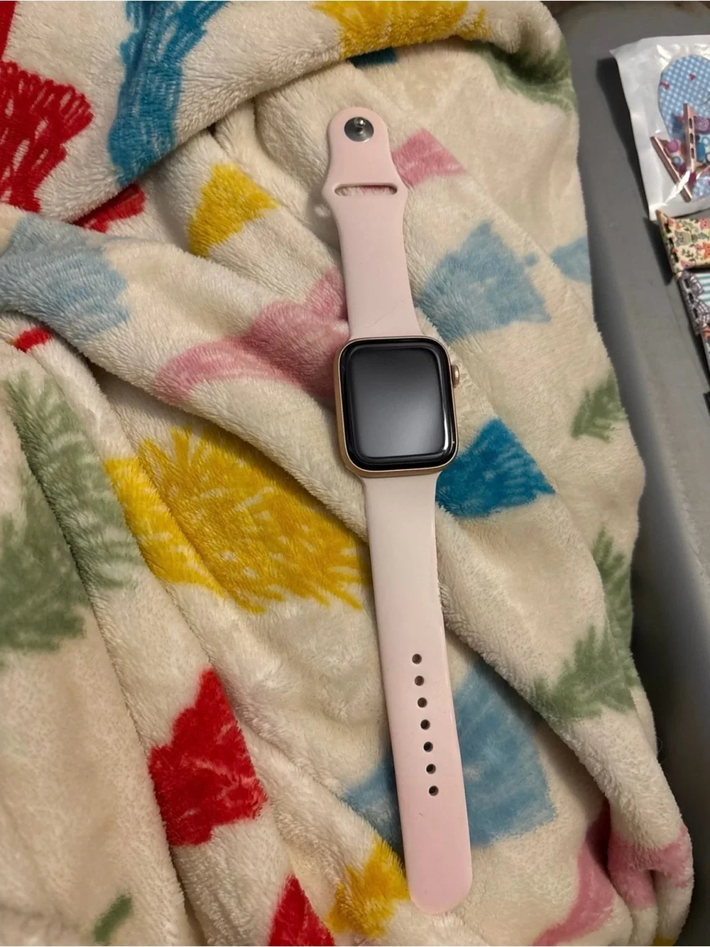 Apple Watch Pink Silicone Strap with Multiple Replacement Bands and Accessories